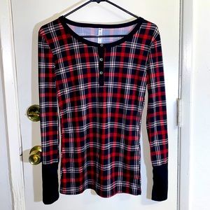 Piphany tunic with flannel print. Size XS.
